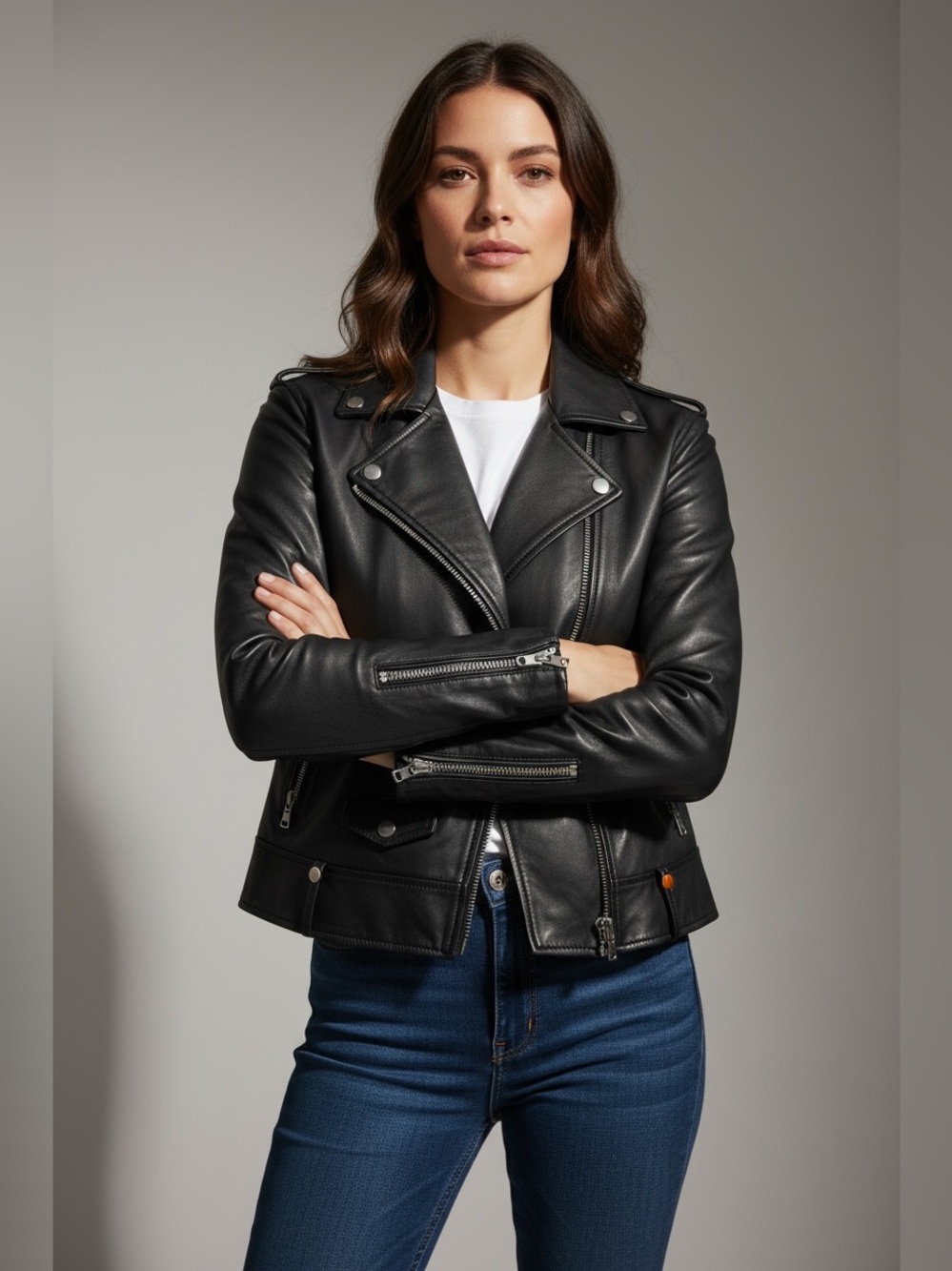 Gian Mori Black Leather bike Jacket